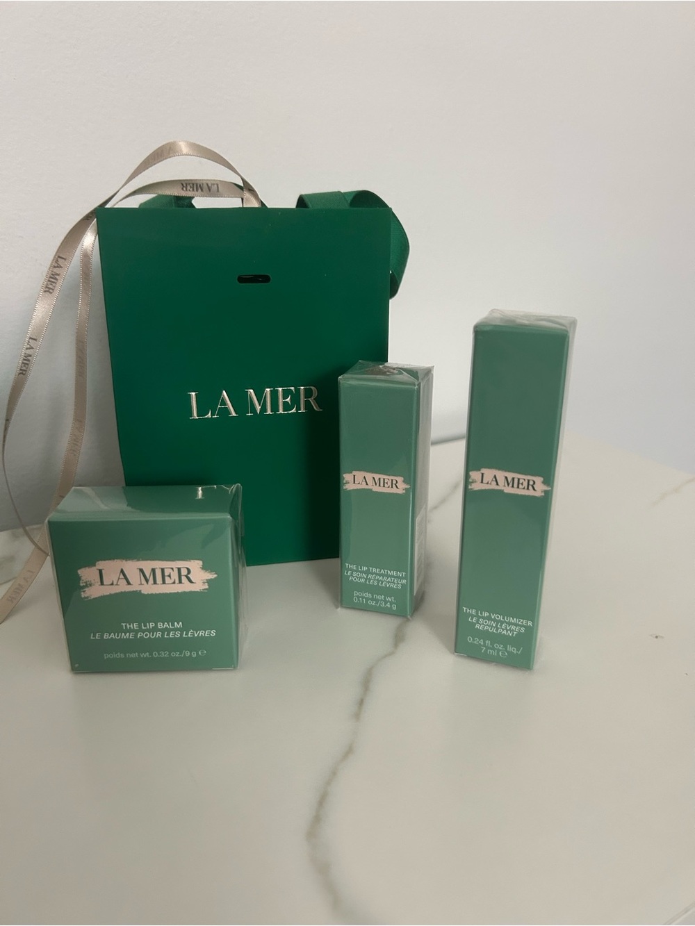 La Mer Emerald Green Lip Trio with Branded Gift Bag